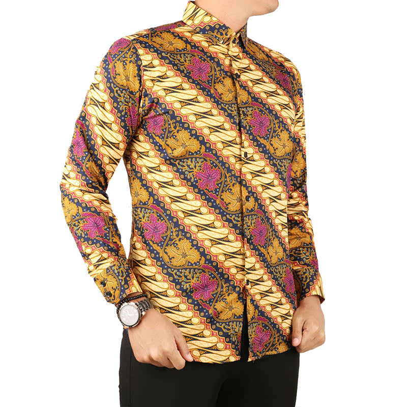 Gudang Fashion Kemeja Batik  Pria  Lengan  Panjang  Slim Fit 