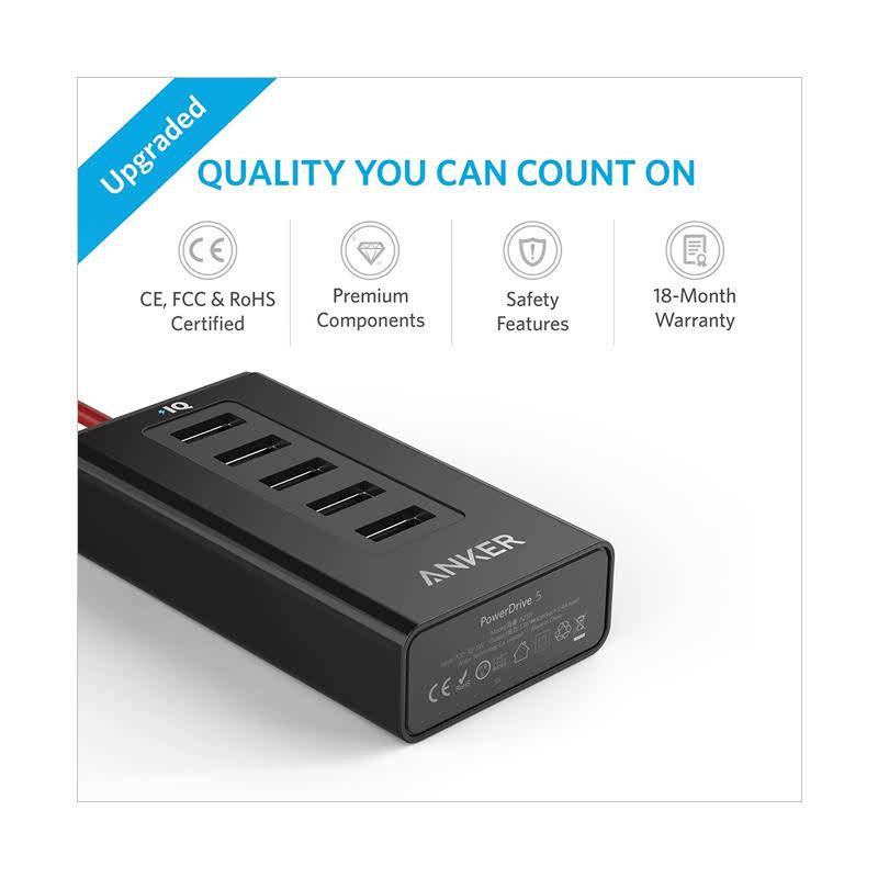 Anker Port Charger PowerDrive 5 A2311H12 - Hitam