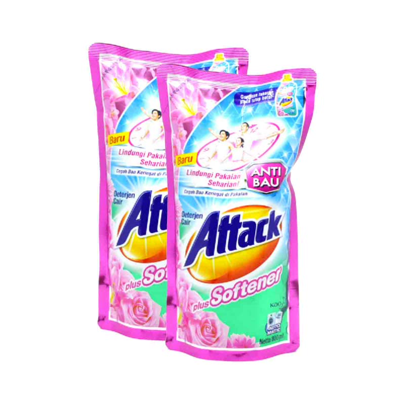 Attack Detergen Cair Plus Pelembut Pouch 800 Ml (Get 2)