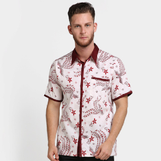Arjuna Weda Hem Batik Merak Asoka Merah
