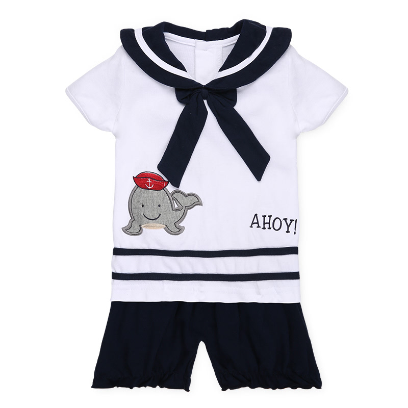 Baby Girl Sailor Moby Ahoy A-Line Dress & Pant White