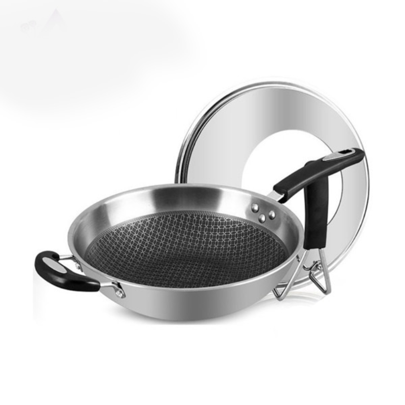 Wajan Wok Pan Stainless 304 Anti Gores dan Anti Lengket