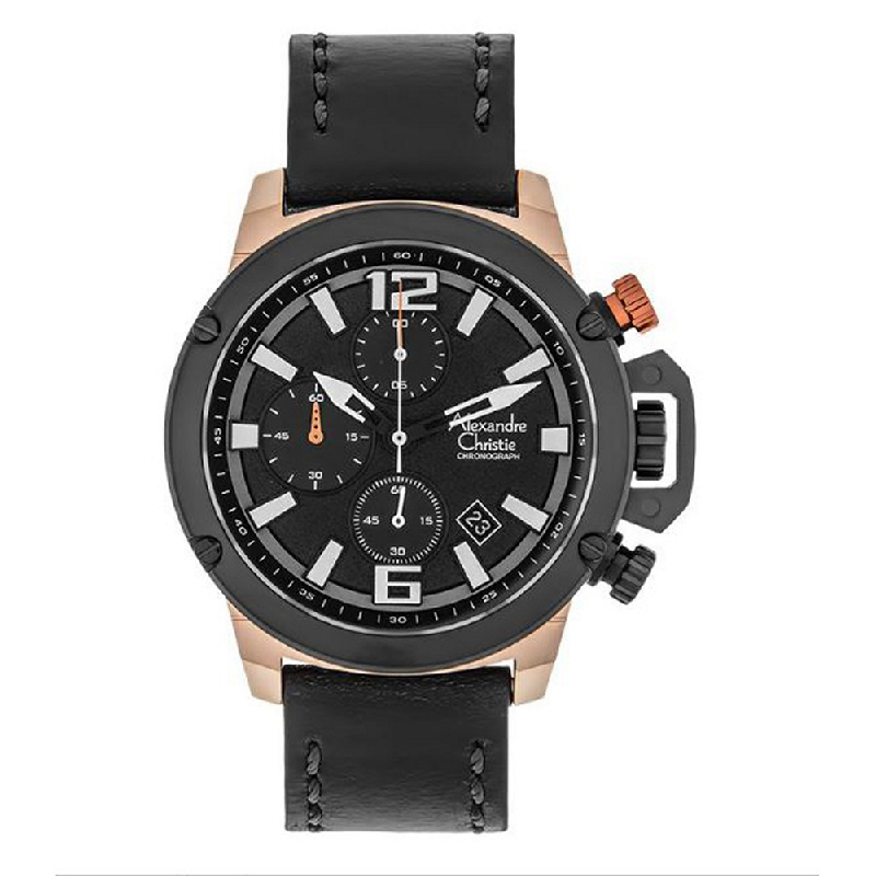 Alexandre Christie AC 6487 MCLBRBA Chronograph Jam Tangan Pria Black Rosegold