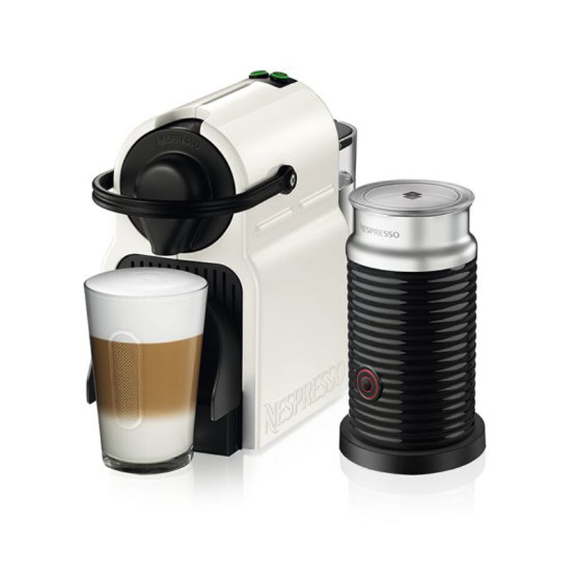 Inissia+Aeroccino C40P Espresso Capsule Coffee Machine White +Aerochino (Black)