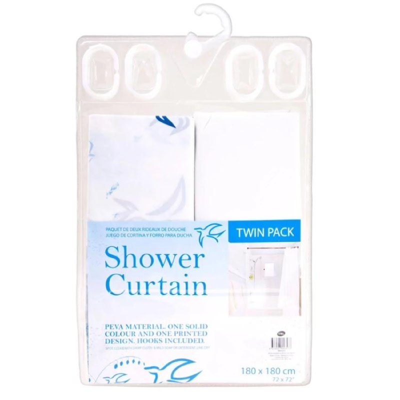 JYSK Peva Shower Curtain 2Pk 180Cm White
