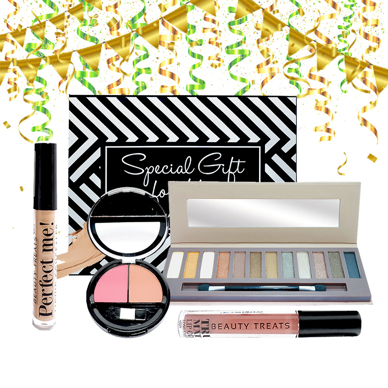 Beauty Hampers (Naked Eyeshadow Set 1 + Duo Blush No 2 + True Matte Lip Color No 8 + Perfect Me Liquid Concealer)