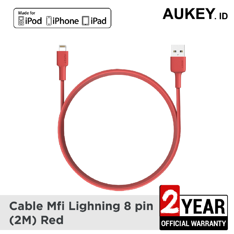 Aukey MFi USB-A to Lightning Cable 2m (RED) - 500356