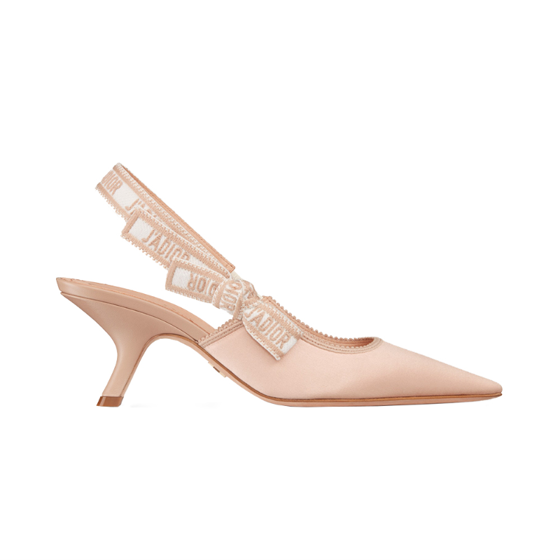 Christian Dior Slingback 65 Pump Nude Embroidered Satin and Cotton