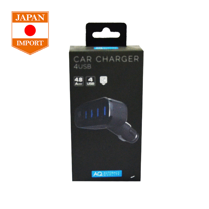 AQ USB Car Charger Aksesoris Mobil [4 Port 4.8A [Japan Import] S25 Black