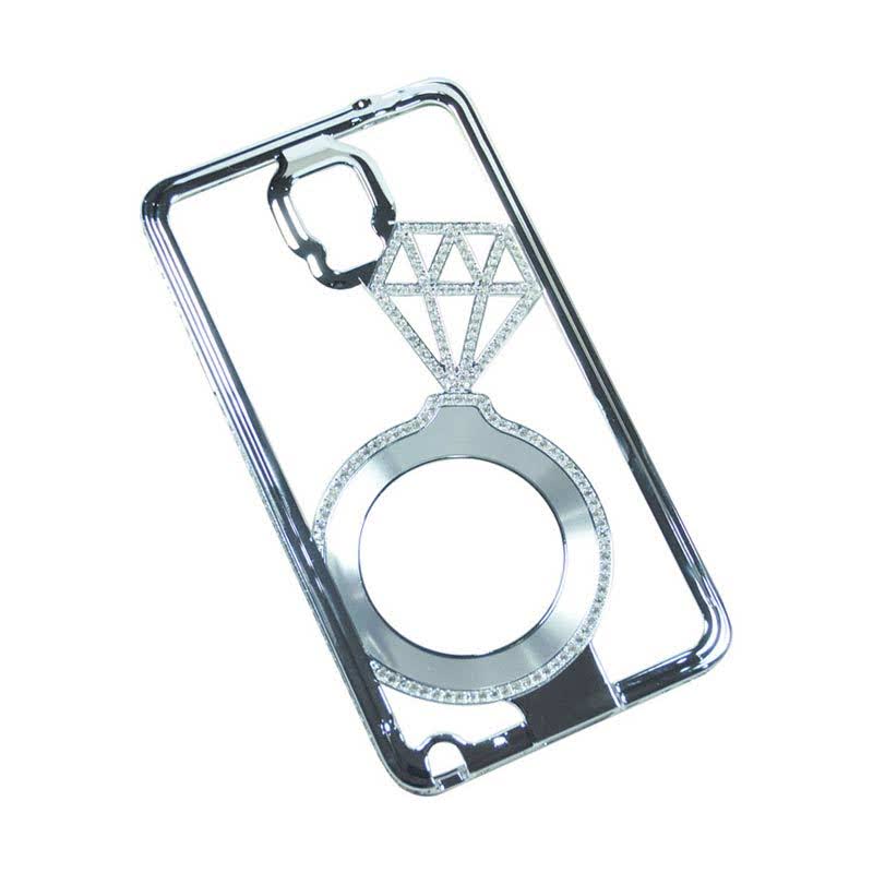 Beautiful Diamond Bumper With Back Motif For Samsung Galaxy Note 4 Silver