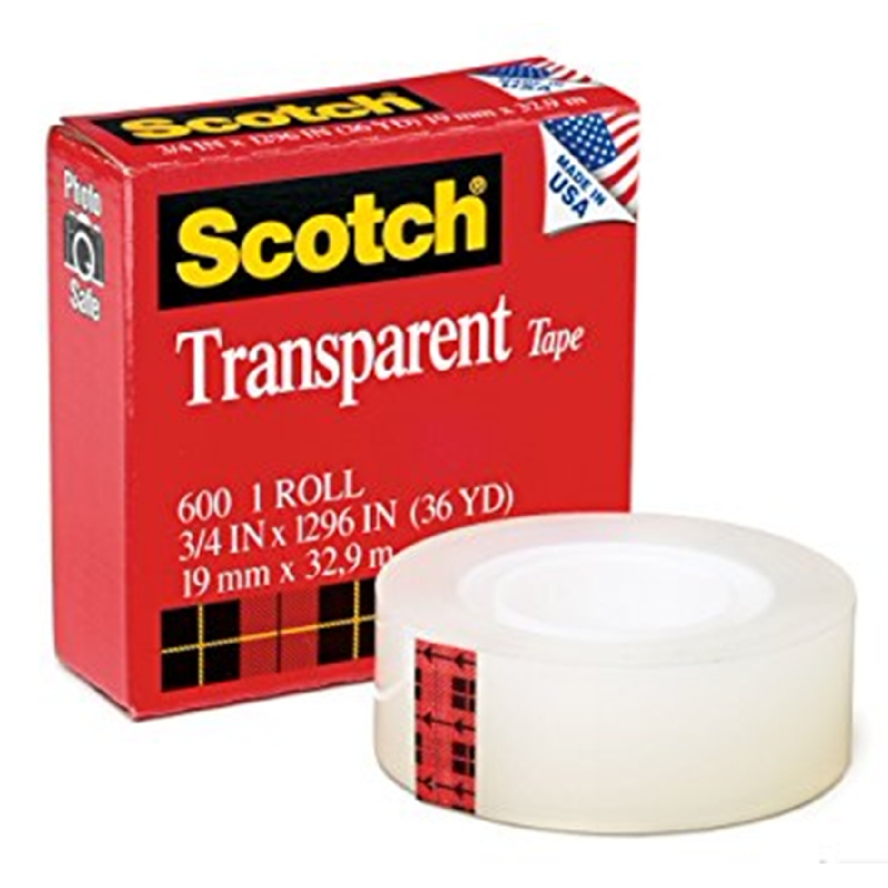 Scotch 600 Tansparent Tape 3-4 inches x 36Y 144RL-CV
