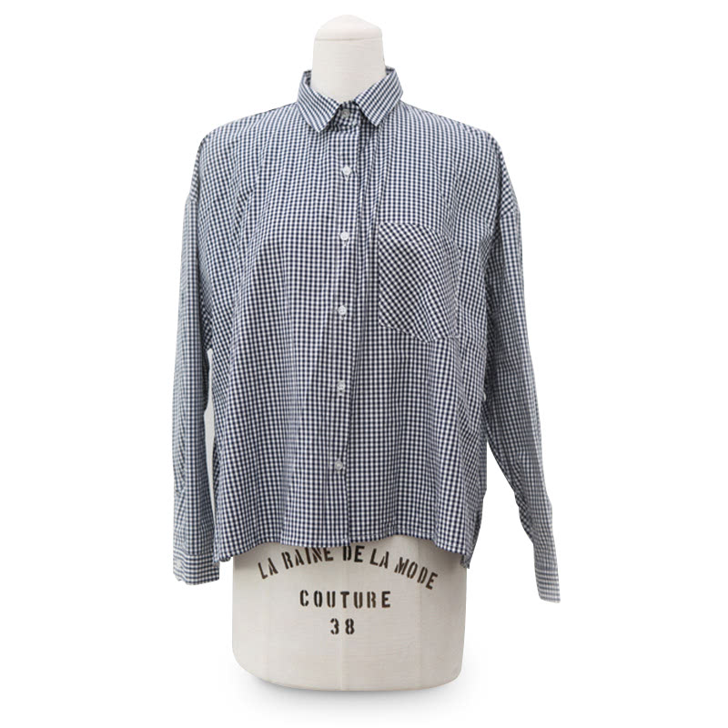 Gingham Check Shirt (3color) NAVY