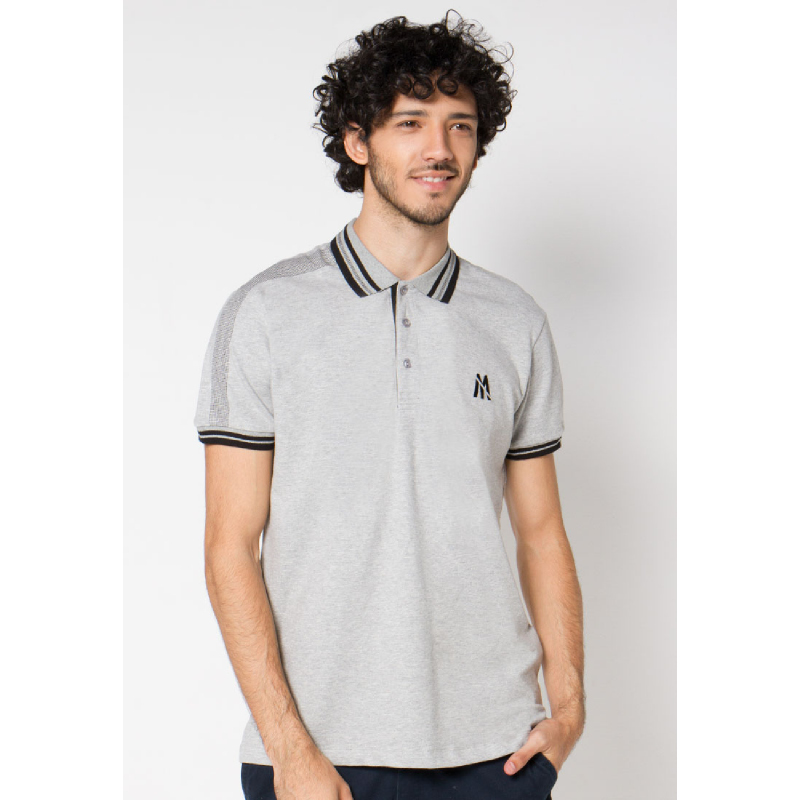 Grey Striped Collar 02 Polo