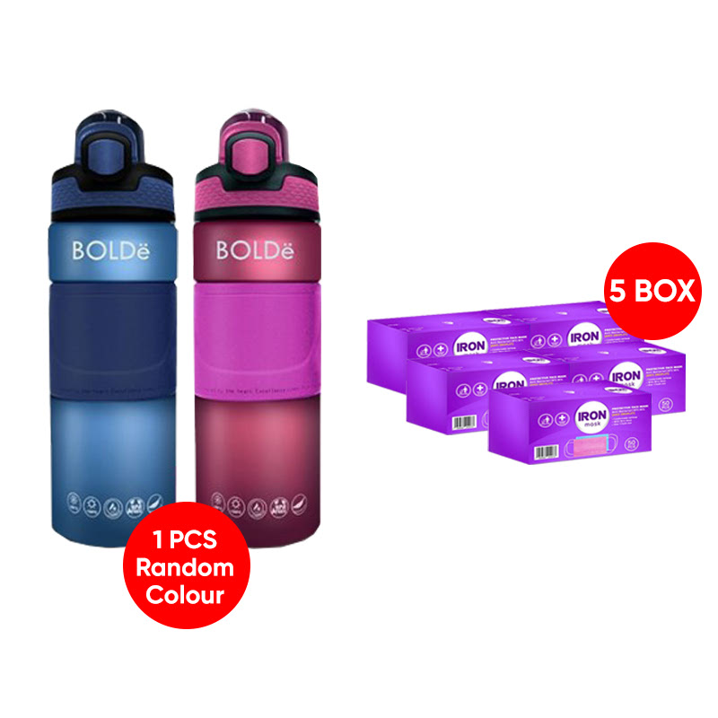 Bolde New Normal Super Kit - 6pcs - Omaha Water Bottle 550 ml + 5 box Masker