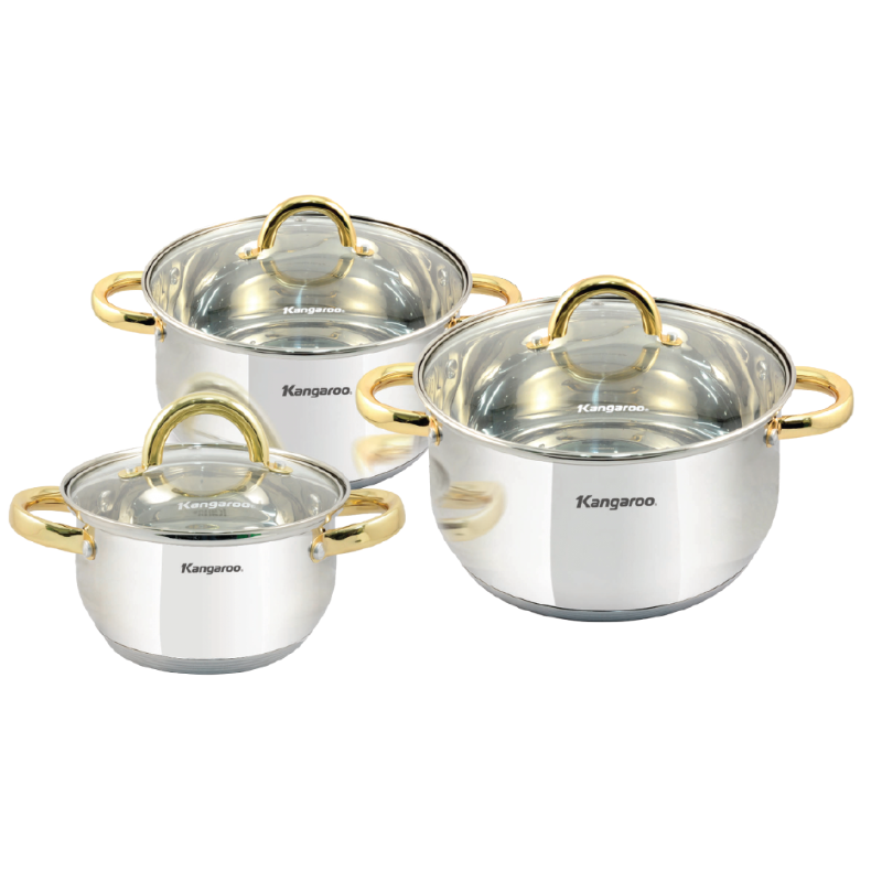 Kangaroo Cookware Alat Masak Panci 3 Set KG864 Inox