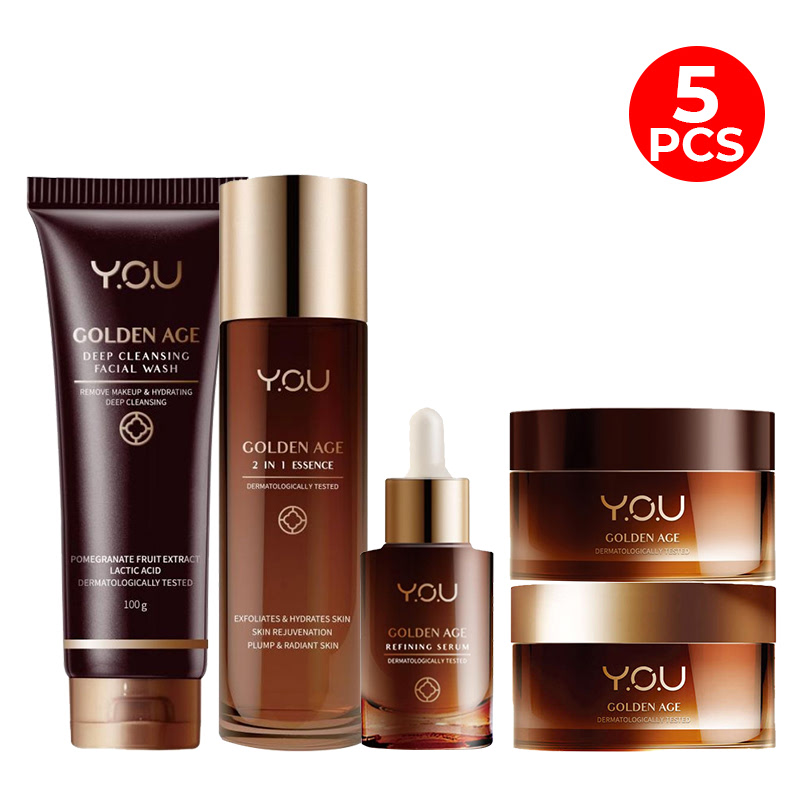 Y.O.U Golden Age Deep Cleansing Facial Wash + 2 In 1 Essence + Refining Serum + Illuminating Day Cream 30gr + Revitalizing Night Cream 30gr