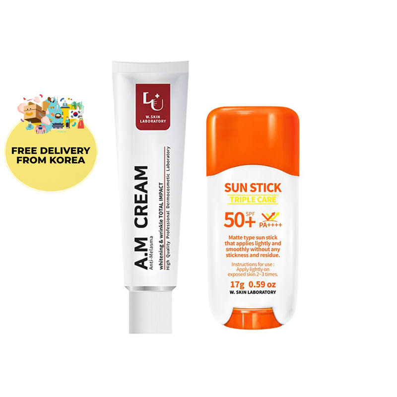 W.Skin Laboratory A.M (Anti-Melasma) Cream 50ml + Triple Care Sun Stick (17g)