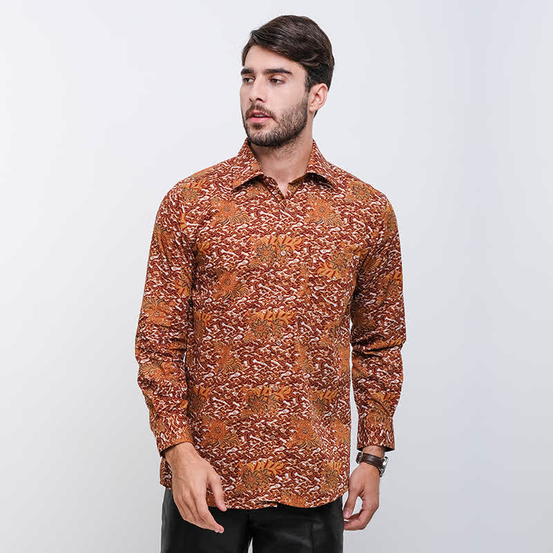 Gianni Visentin Regular Shirt Batik Coklat