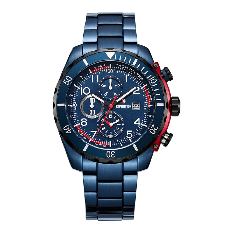 Expedition E Mc Bubbu Chronograph Men Blue Dial Blue Stainless