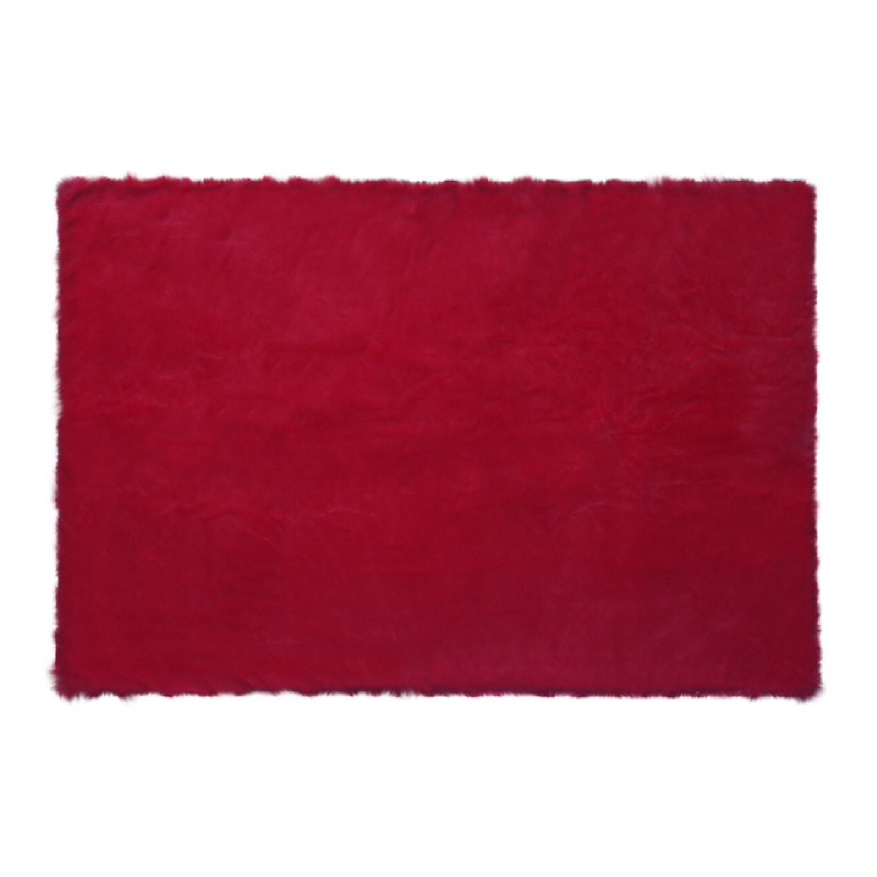 Square Red Chilli Fur Rug - Merah