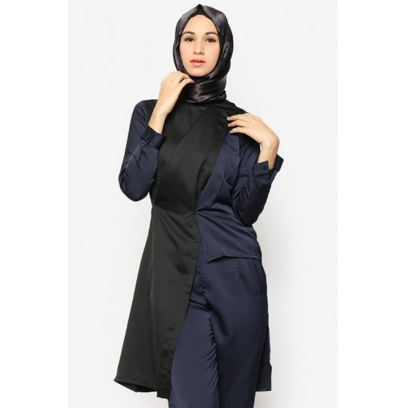 BIA by Zaskia Mecca Blouse Jersey Cathan Hitam Abu Kimono S3 | iStyle