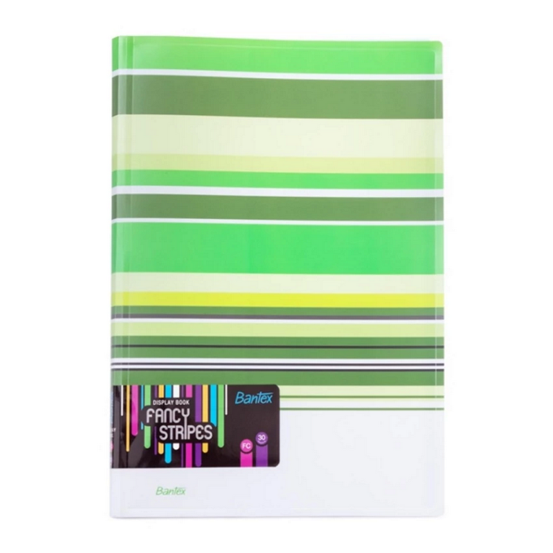 Bantex Fancy Stripe Display Book (30 Pocket) Folio Grass Green -3197 15