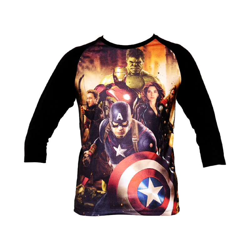 The Avengers Age Of Ultron  Avengers Assemble Raglan Long Sleeve T-Shirt Black