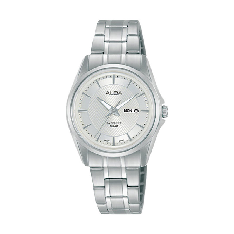 Alba AN8027X1 Silver Pattern Dial Stainless Steel Strap