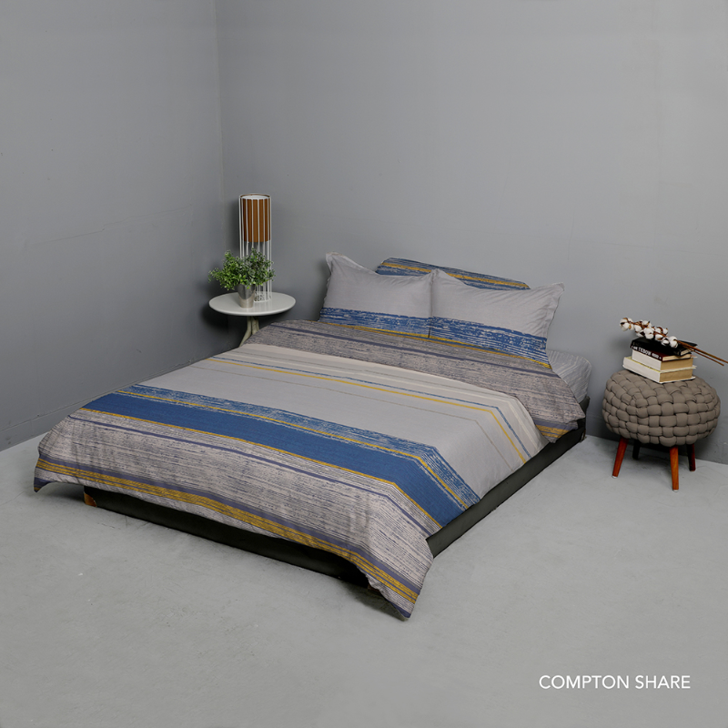 King Rabbit Bed Cover Single 140x230 cm Motif Comphton Share - Biru