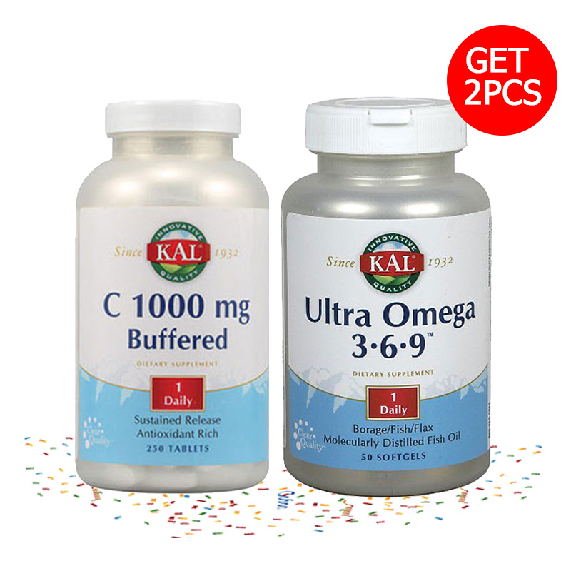 1000 Buffered - 250 Tablets + Omega 3-6-9 - 50 Softgels