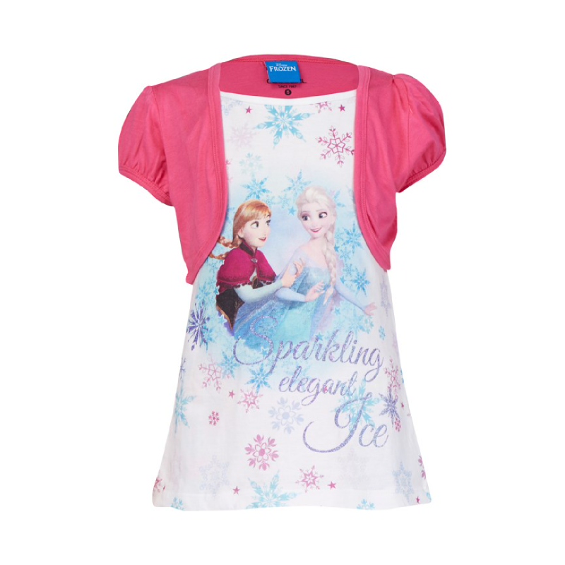 Frozen Anna and Elsa Sparkling Elegant Ice T-Shirt Girl White