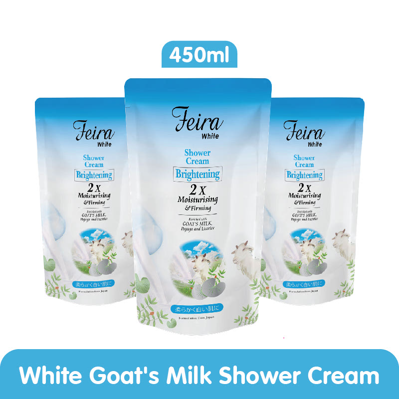 FEIRA White Goats Milk Shower Cream Pouch 450Ml isi 3